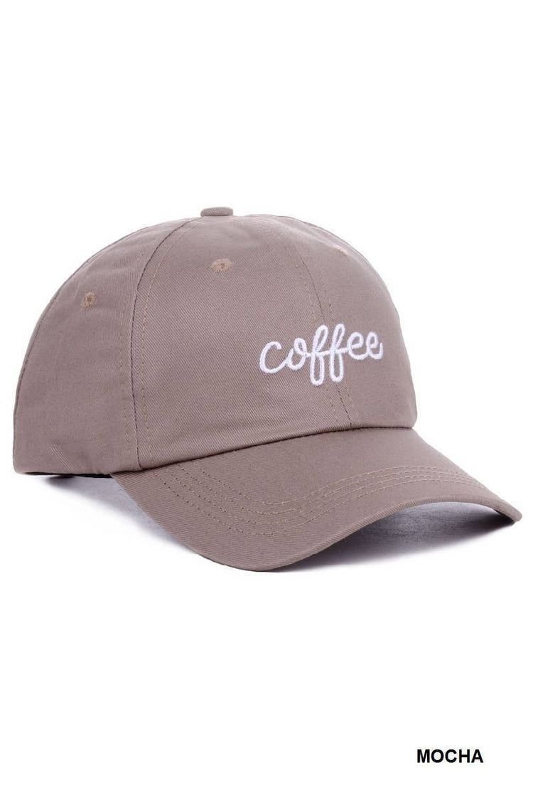 Embroidered 'Coffee' Cap : Ash Mocha