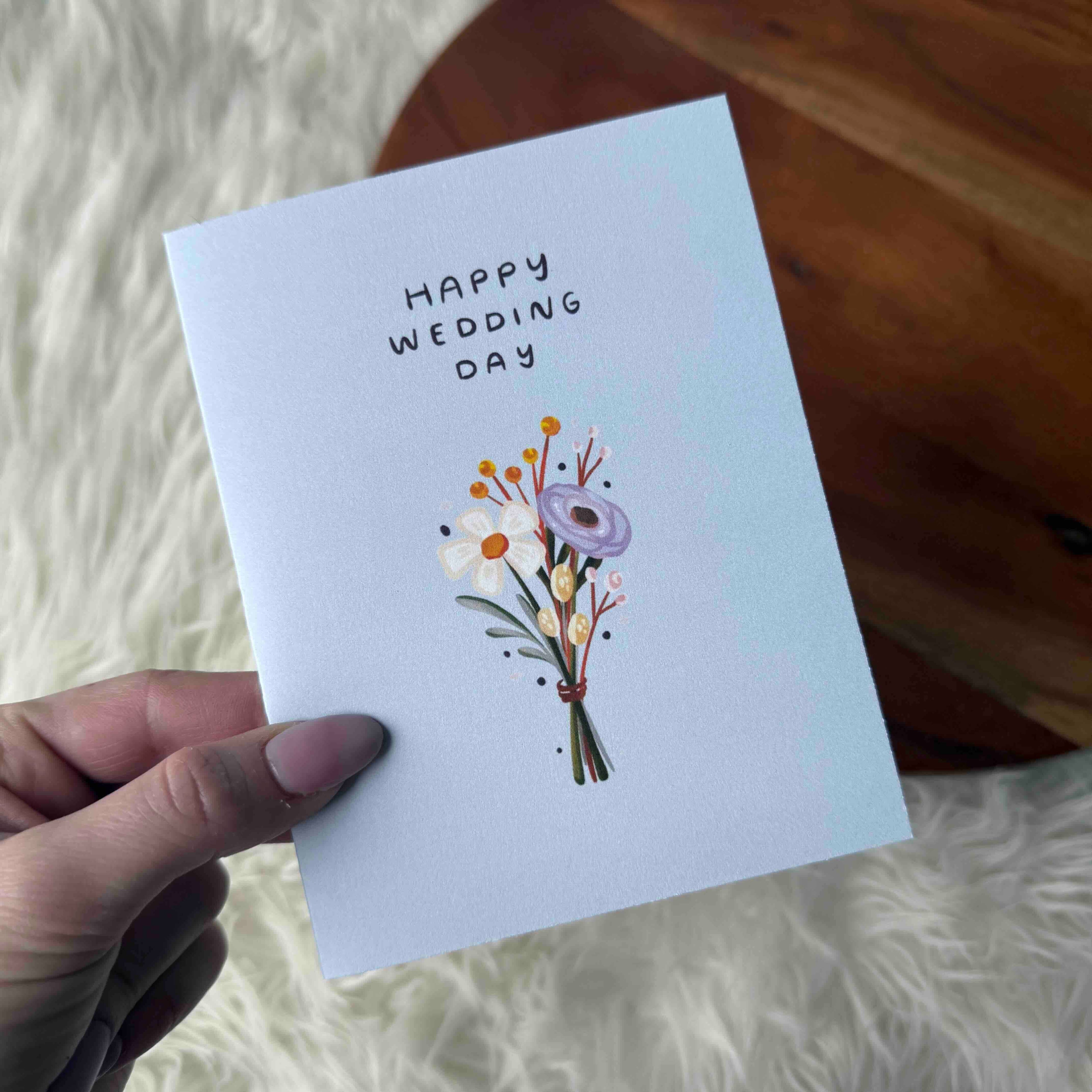 "Happy wedding day" Wedding Cute Bouquet Card