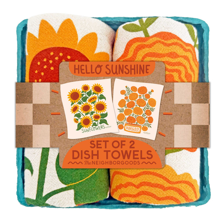 HELLO SUNSHINE (Sunflower,Marigold) -Tea Towel Set of 2