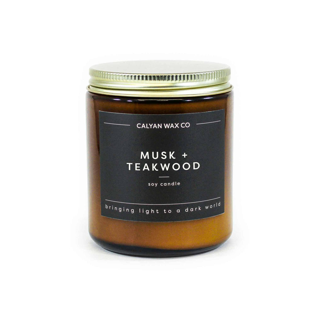 Musk + Teakwood - Amber Jar Soy Candle