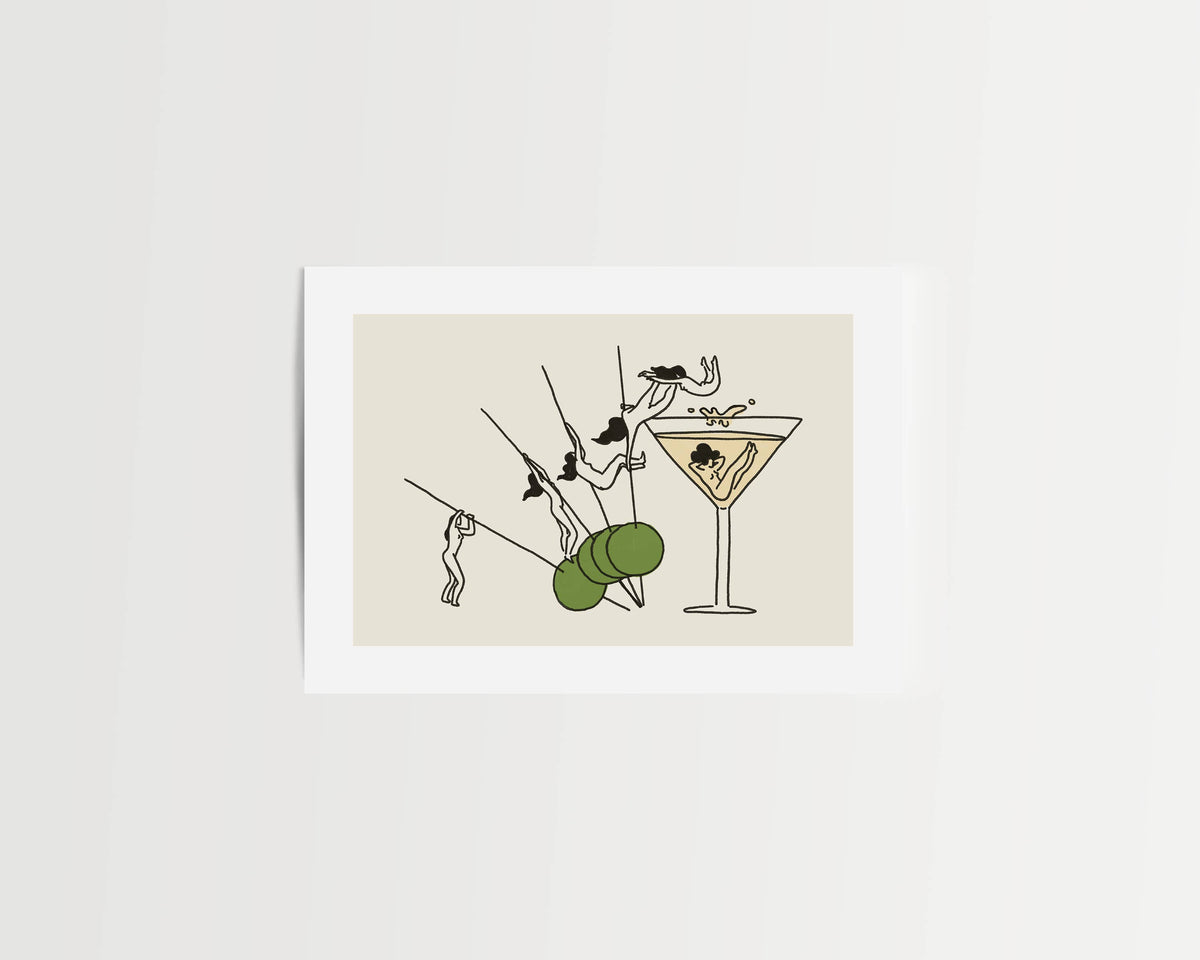 "Pole Vault" Vintage Martini Wall Art Print: 8 x 10