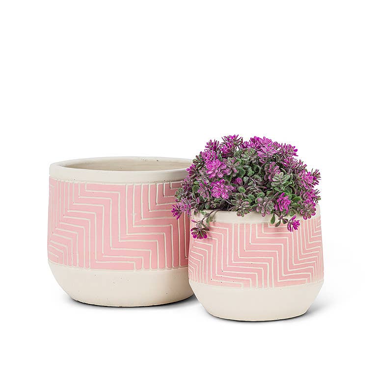 Pink Large Etched Planter