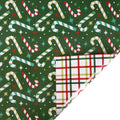 Modern Candy Cane and Geo Plaid 30" x 10' Holiday Reversible Wrapping Paper