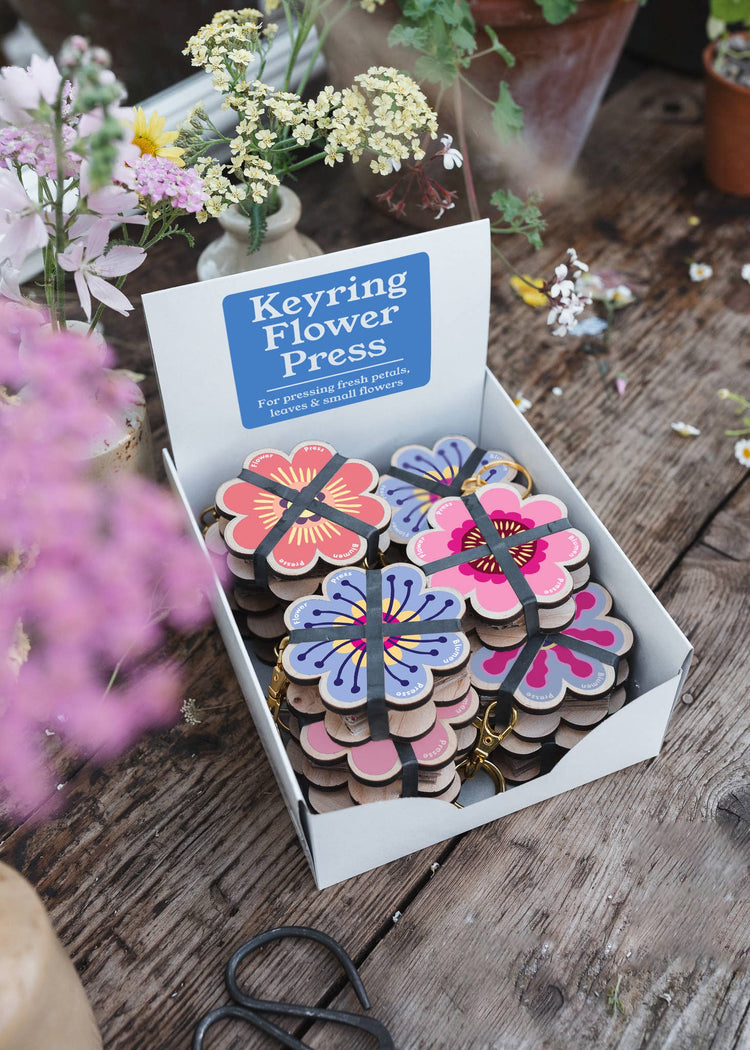 Keyring Flower Press - Pinks & Blues