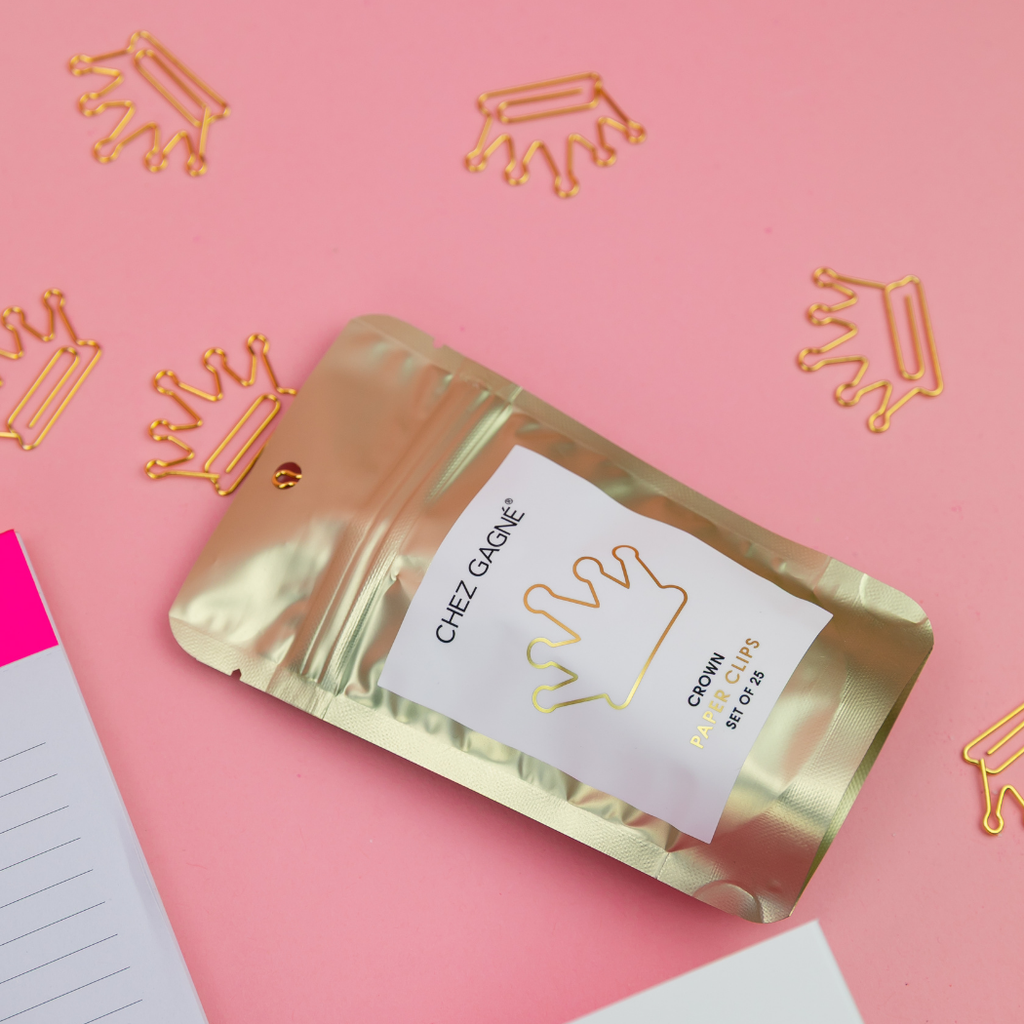 Crown Gold Plated Paper Clips - Pack of 25
