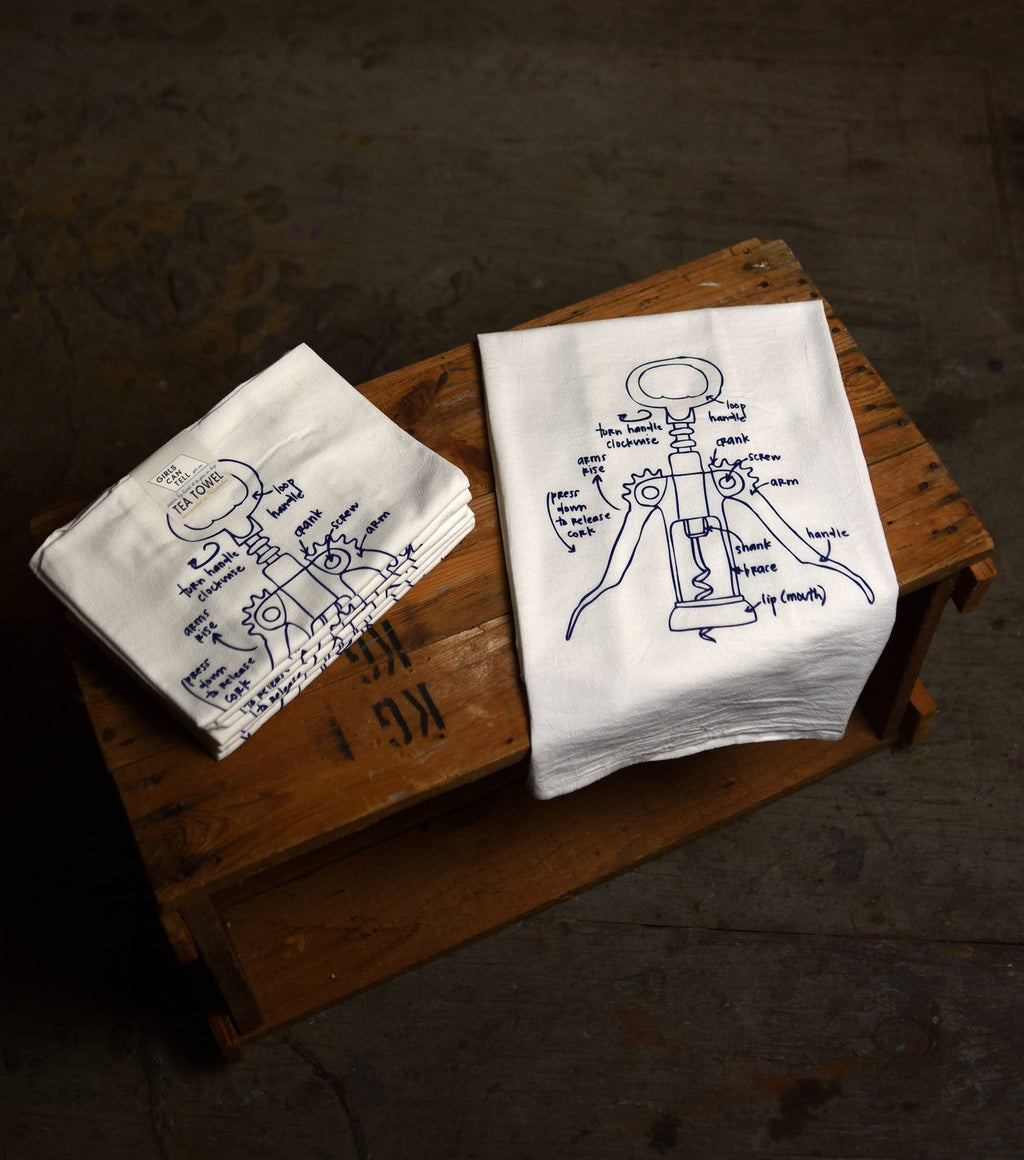 Wine Corkscrew Tea Towel