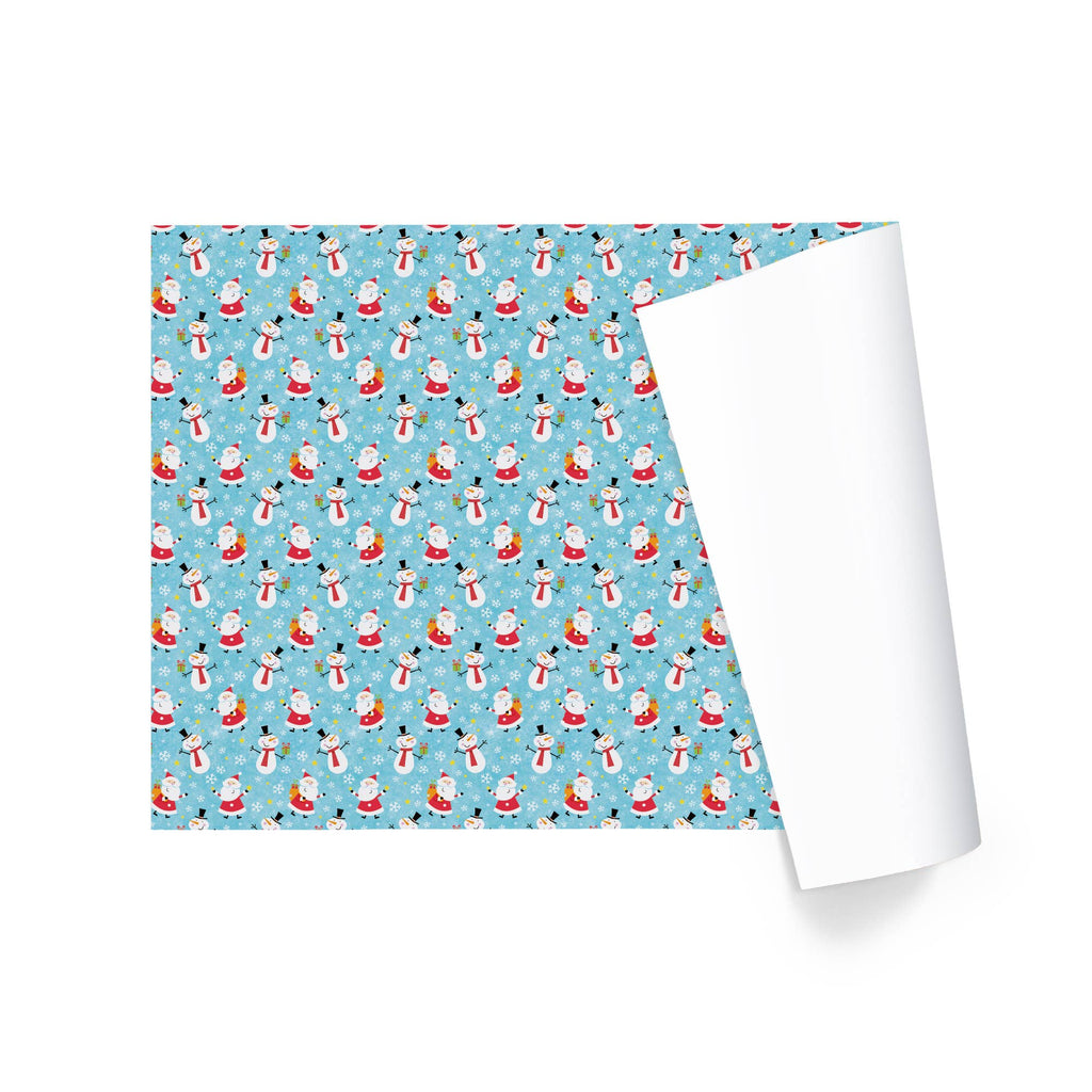 Happy Snowman and Santa 30" x 10' Holiday Wrapping Paper