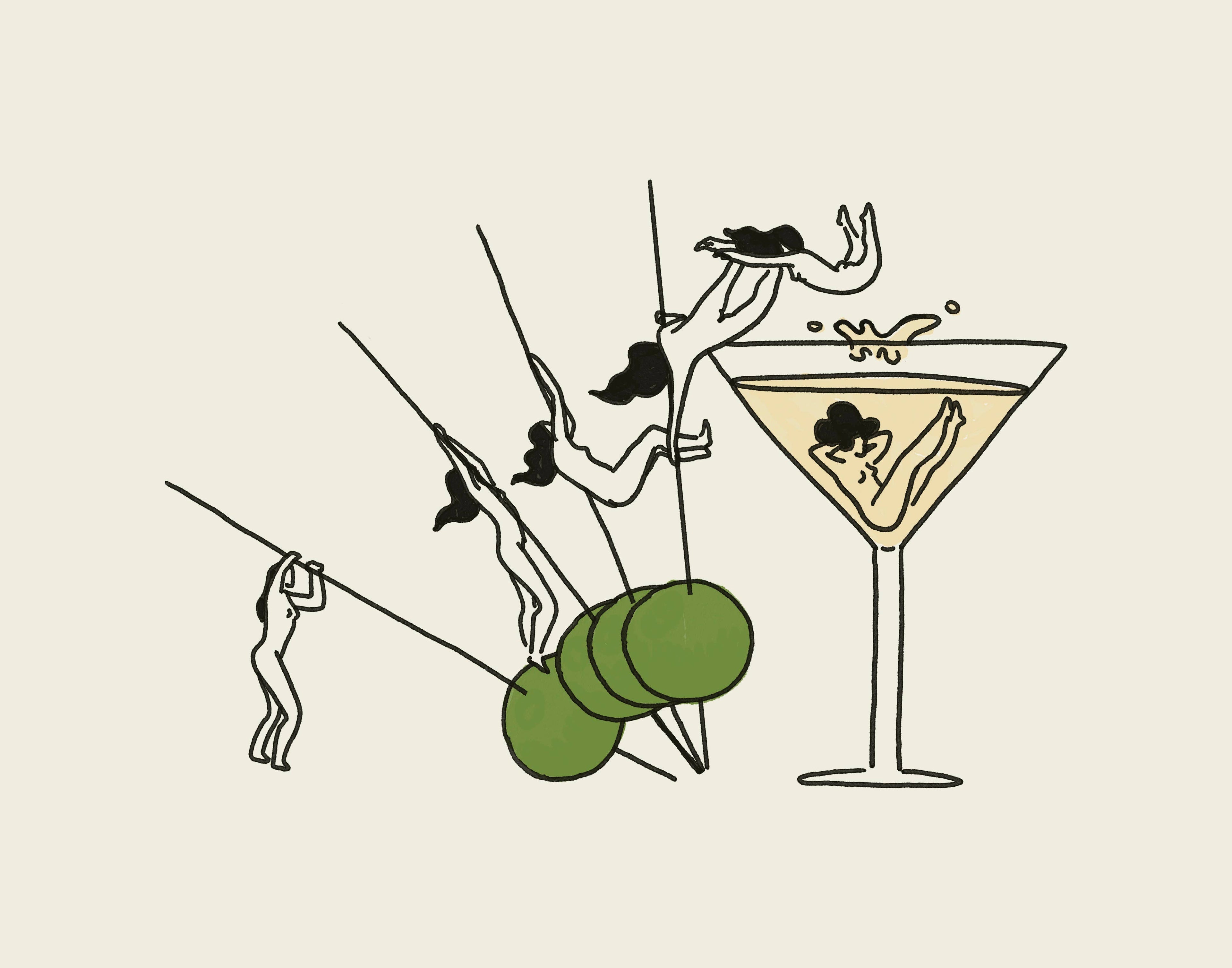 "Pole Vault" Vintage Martini Wall Art Print: 8 x 10