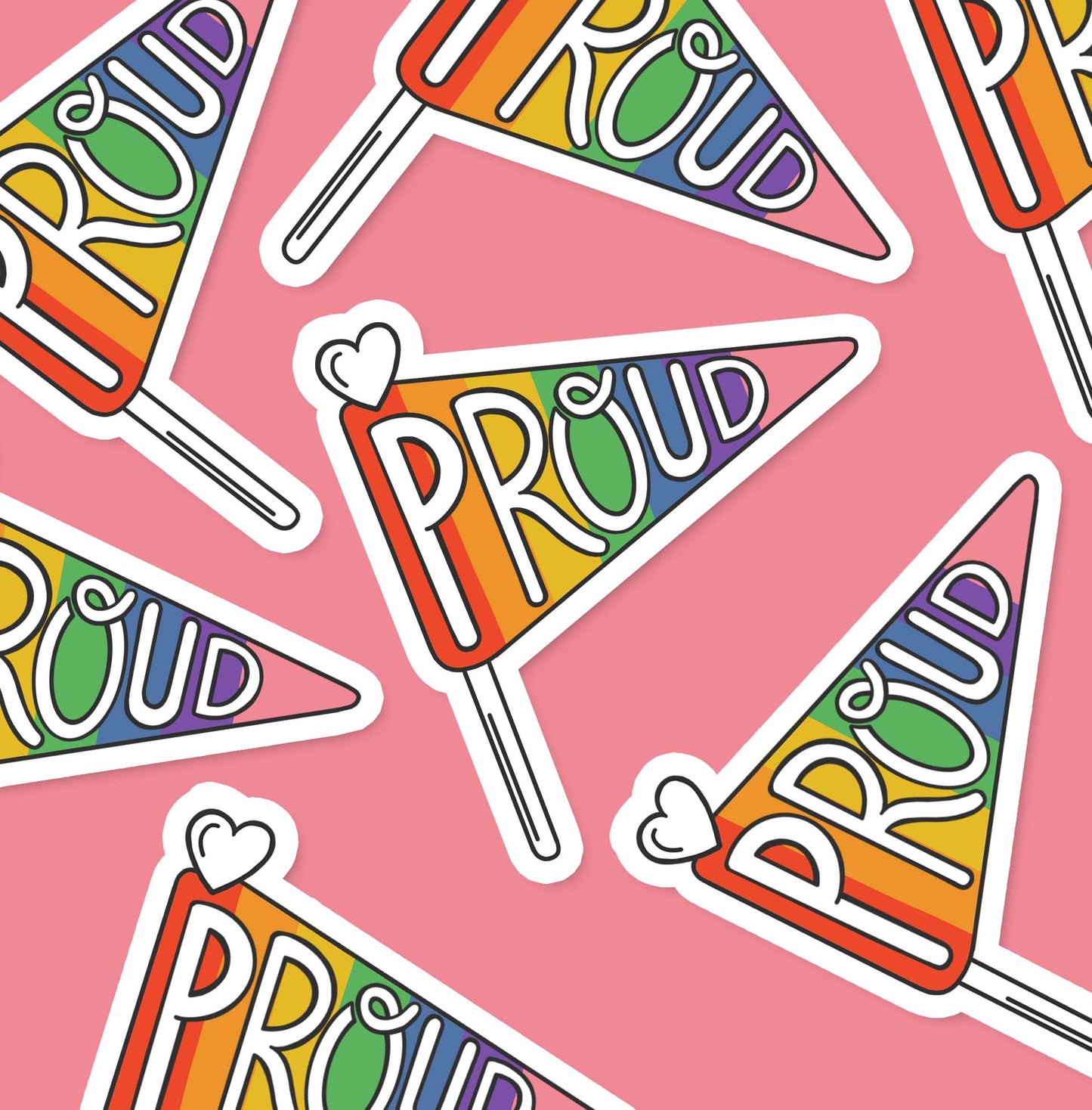 Rainbow Flag, Proud Pride Vinyl Sticker, Colorful, Cute
