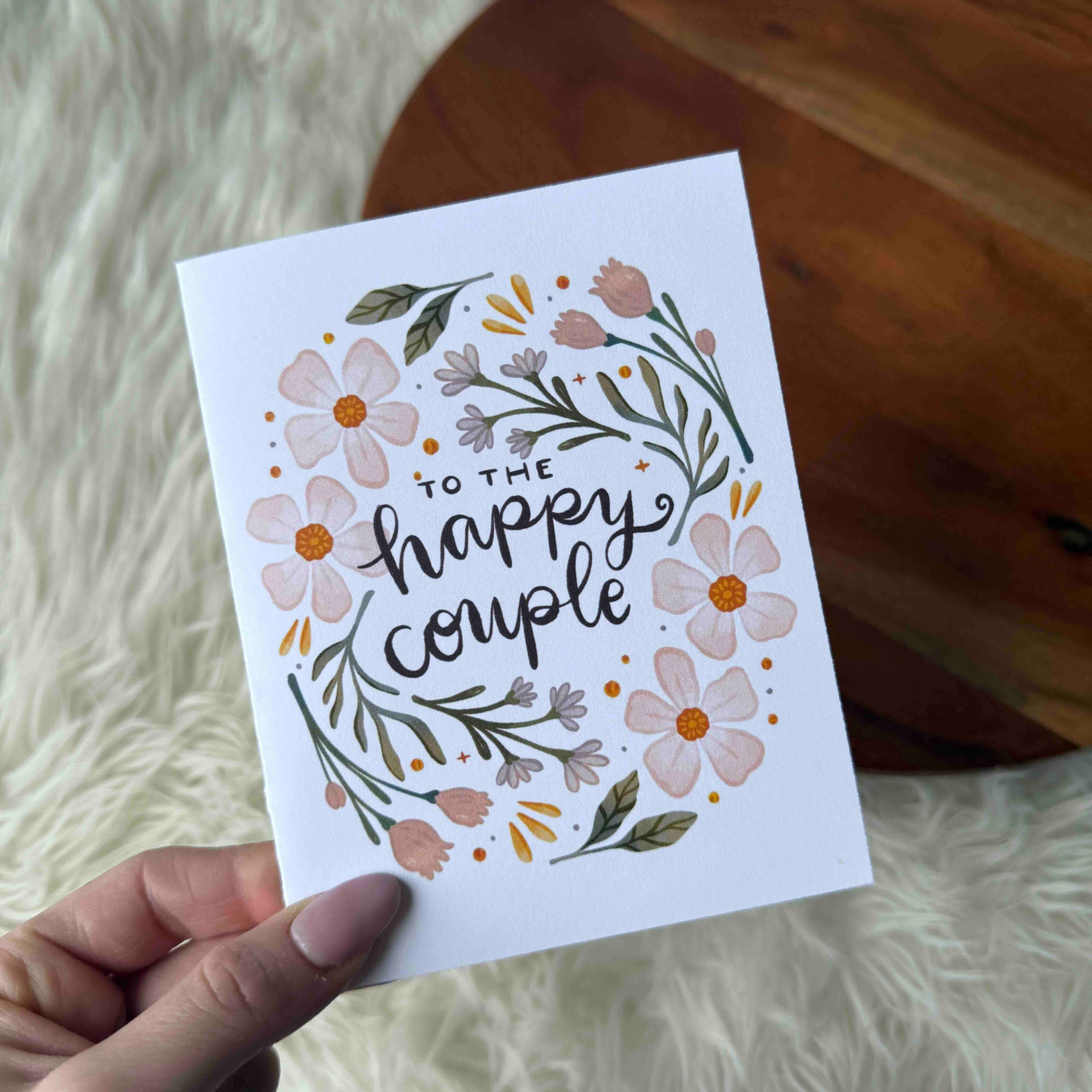 Happy Couple Pink Florals Card