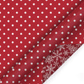 White Dot on Red/Layered Snowflake on Red 30" x 10’ Holiday Reversible Wrapping Paper