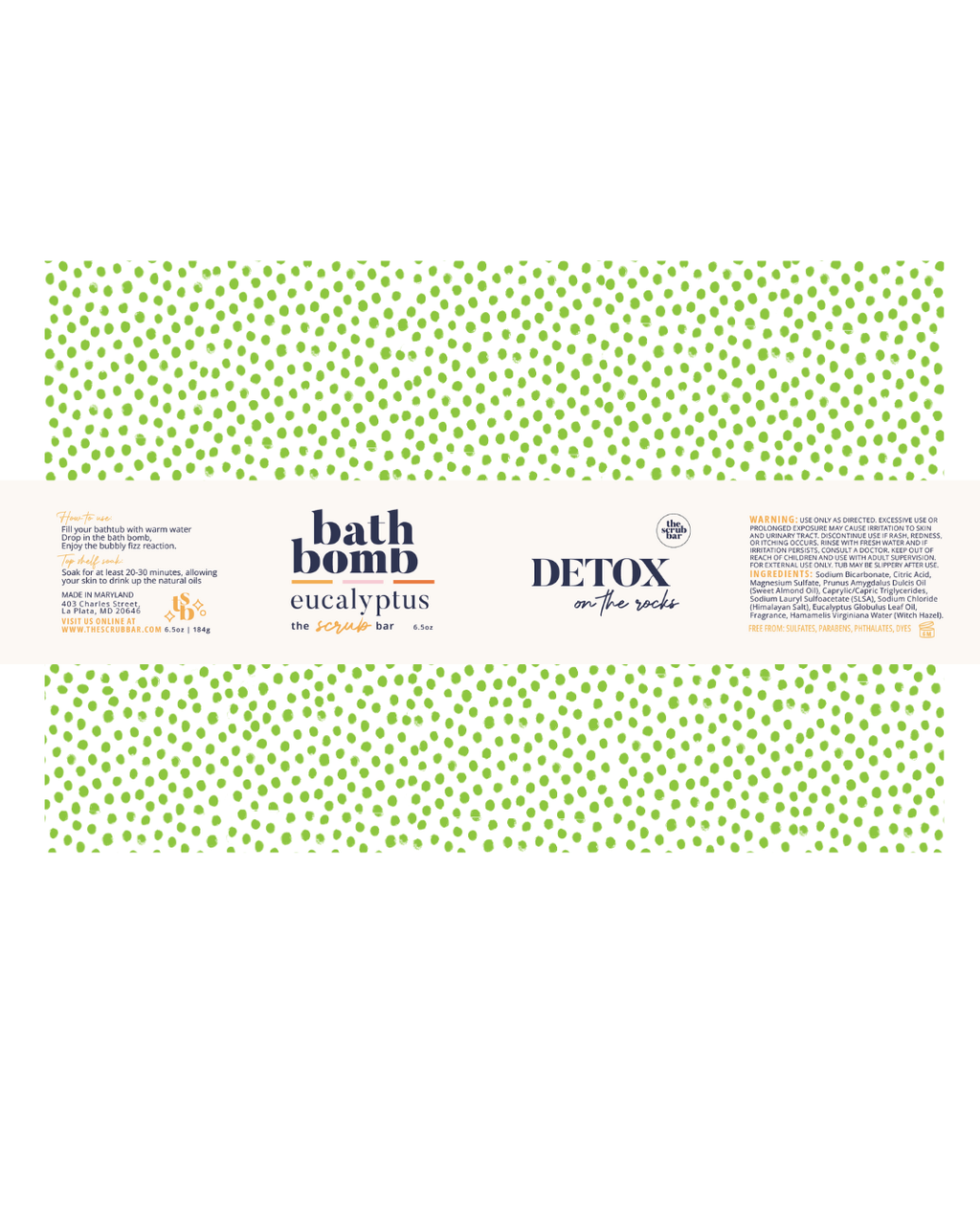 Detox Eucalyptus + Himalayan Salt Bath Bomb 6.5 oz
