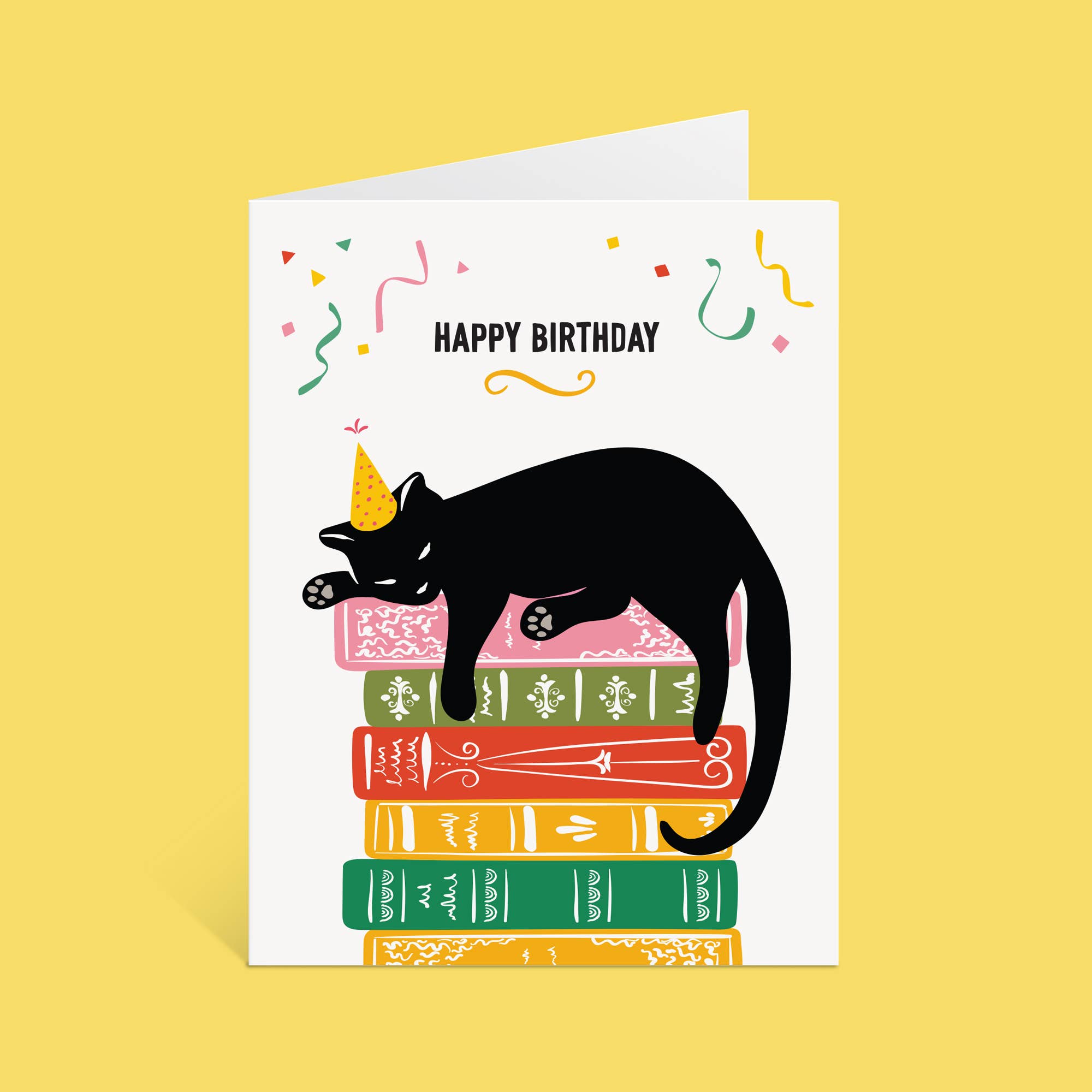 Cat & Books | Happy Birthday Card