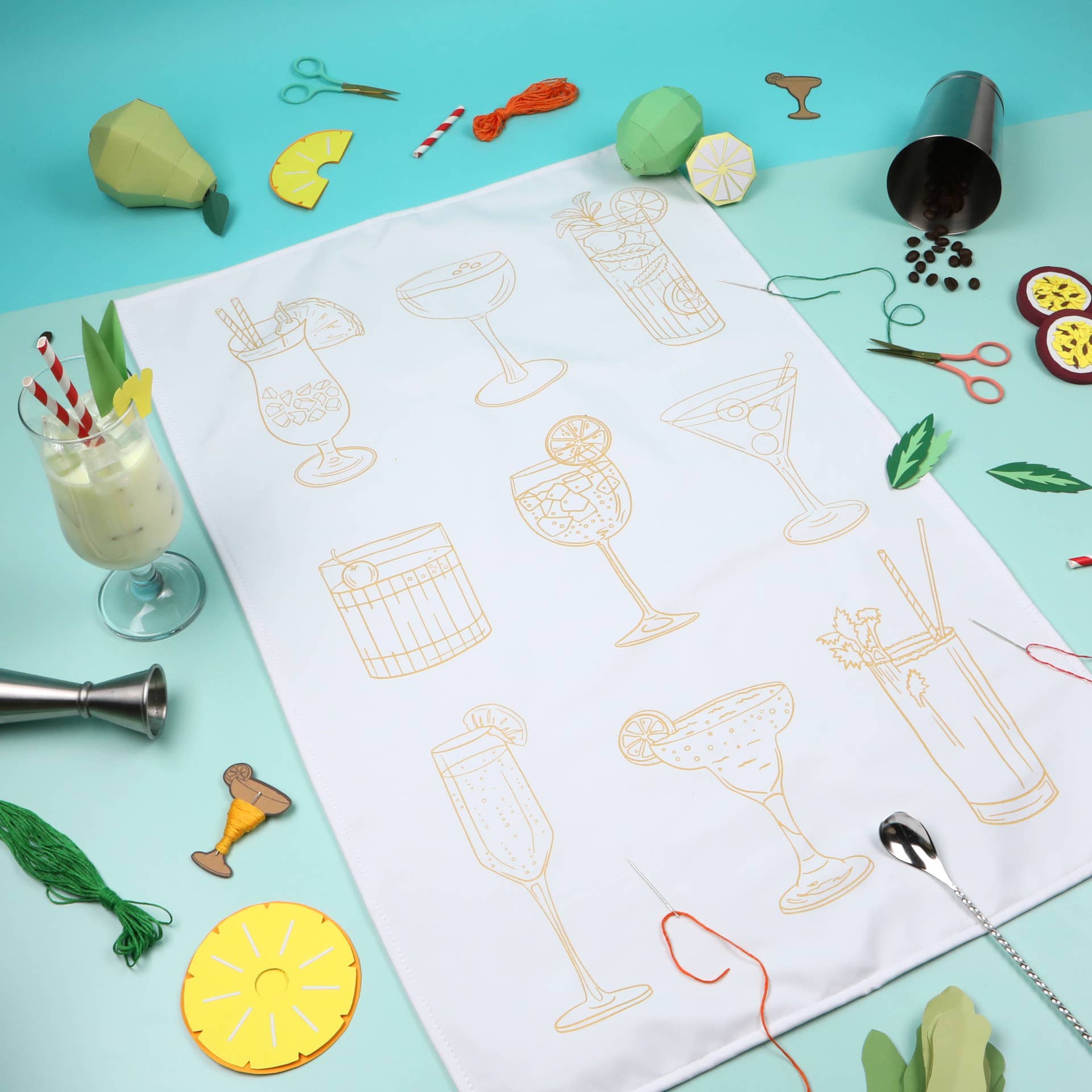 Stitch Your Cocktails Tea Towel