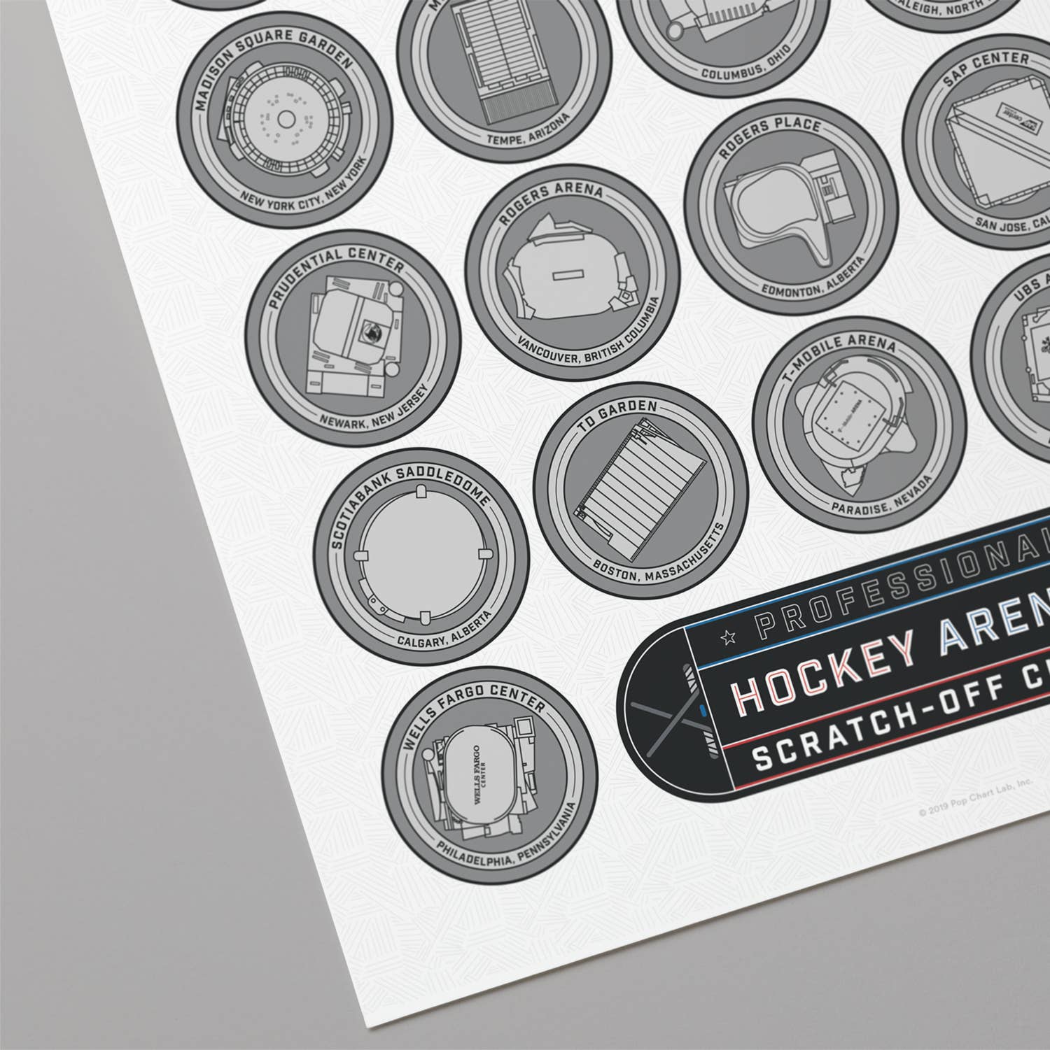Pro Hockey Arenas Scratch-off Chart | 12" x 16" art print