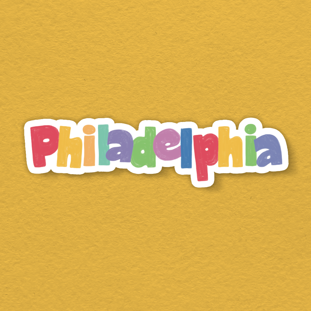 Philadelphia Colorful Typography Rainbow Vinyl Sticker
