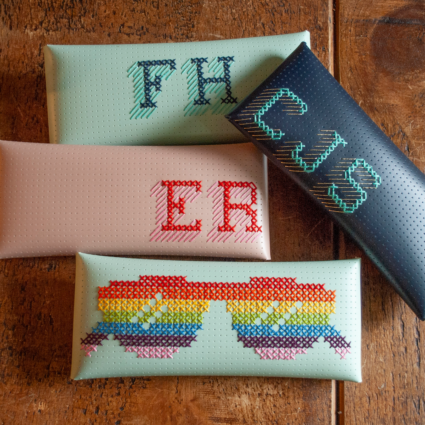 Stitch Glasses / Pencil Case - Mint DIY cross stitch kit