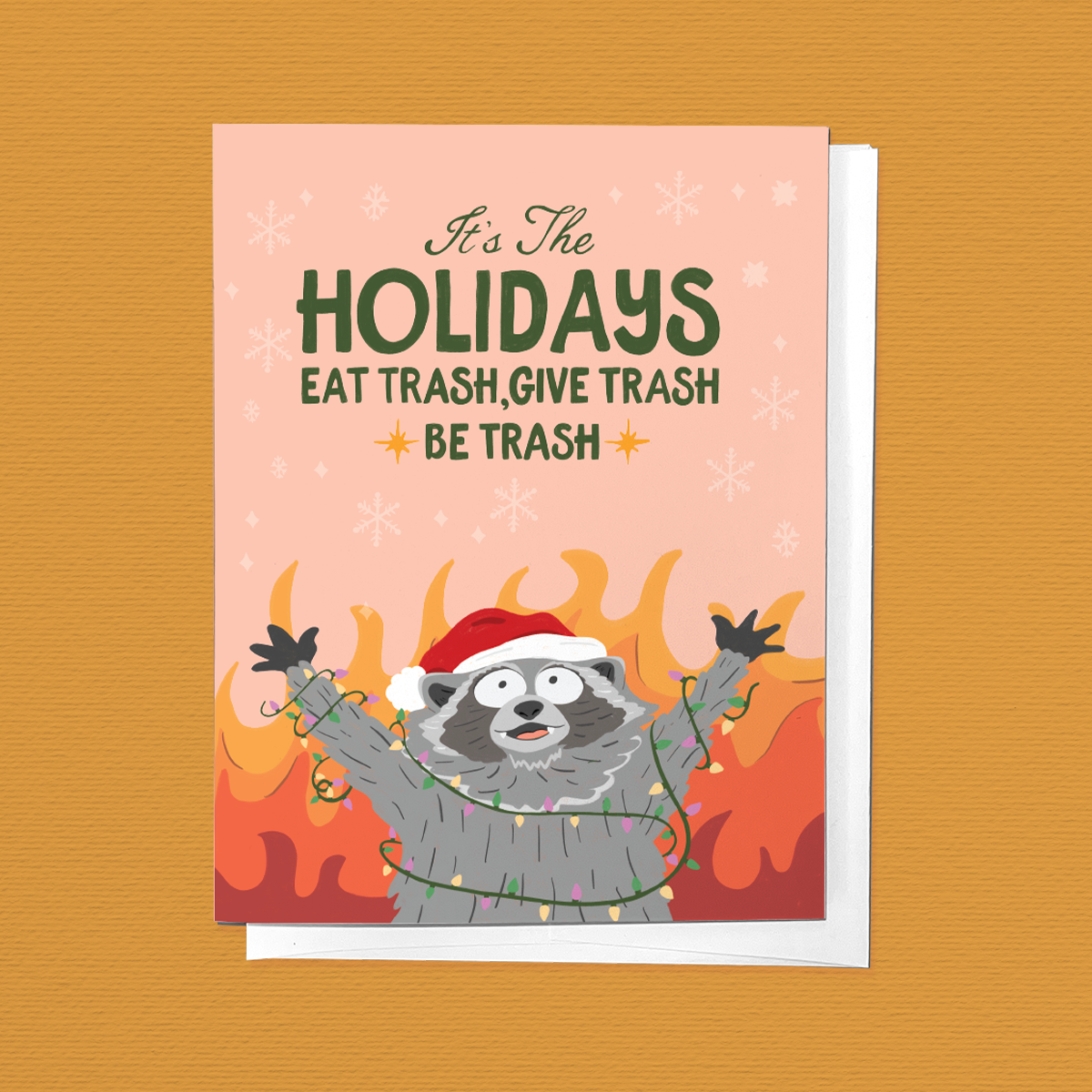 Trashy Raccoon Funny Holiday Christmas Greeting Card