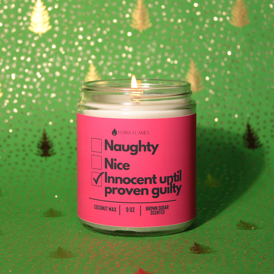 Naughty, Nice, Innocent Until Proven Guilty Candle