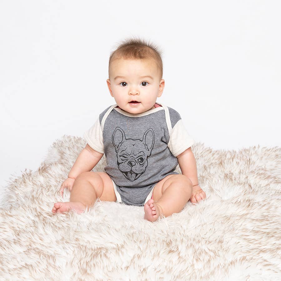 French Bulldog Baby Bodysuit: 3/6 Month