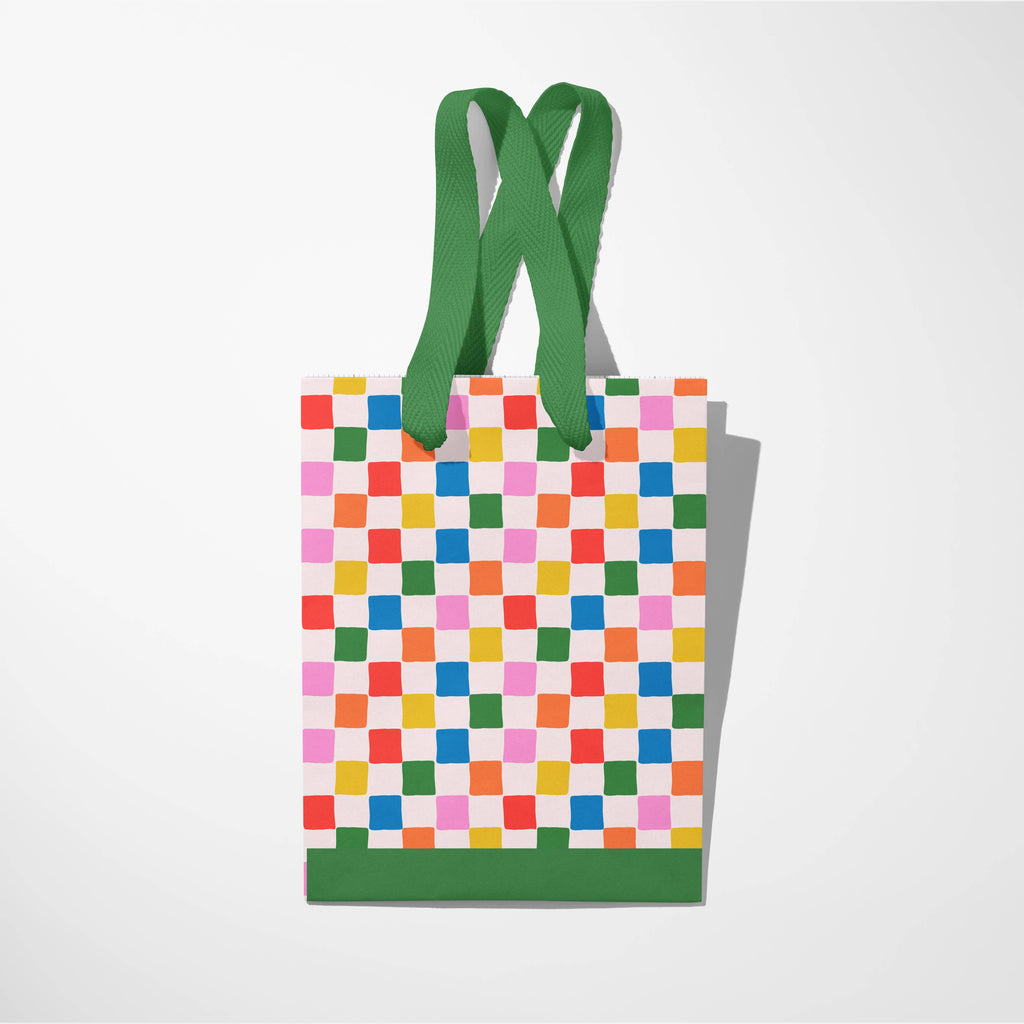 Checkered Colorful Gift Paper Bag Premium |  Medium 8x10