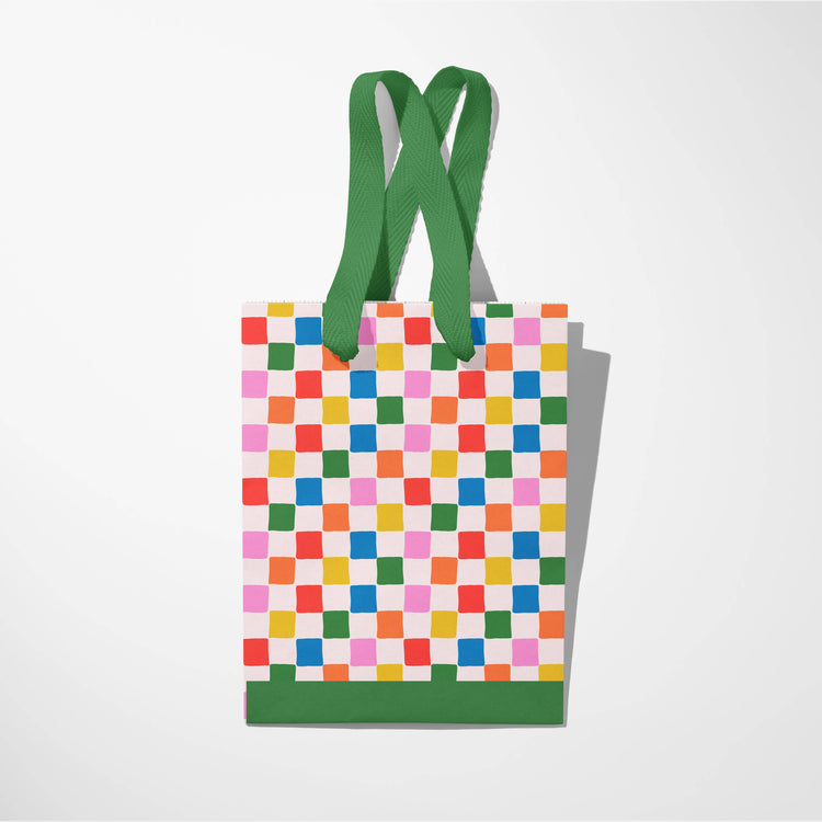 Checkered Colorful Gift Paper Bag Premium |  Medium 8x10