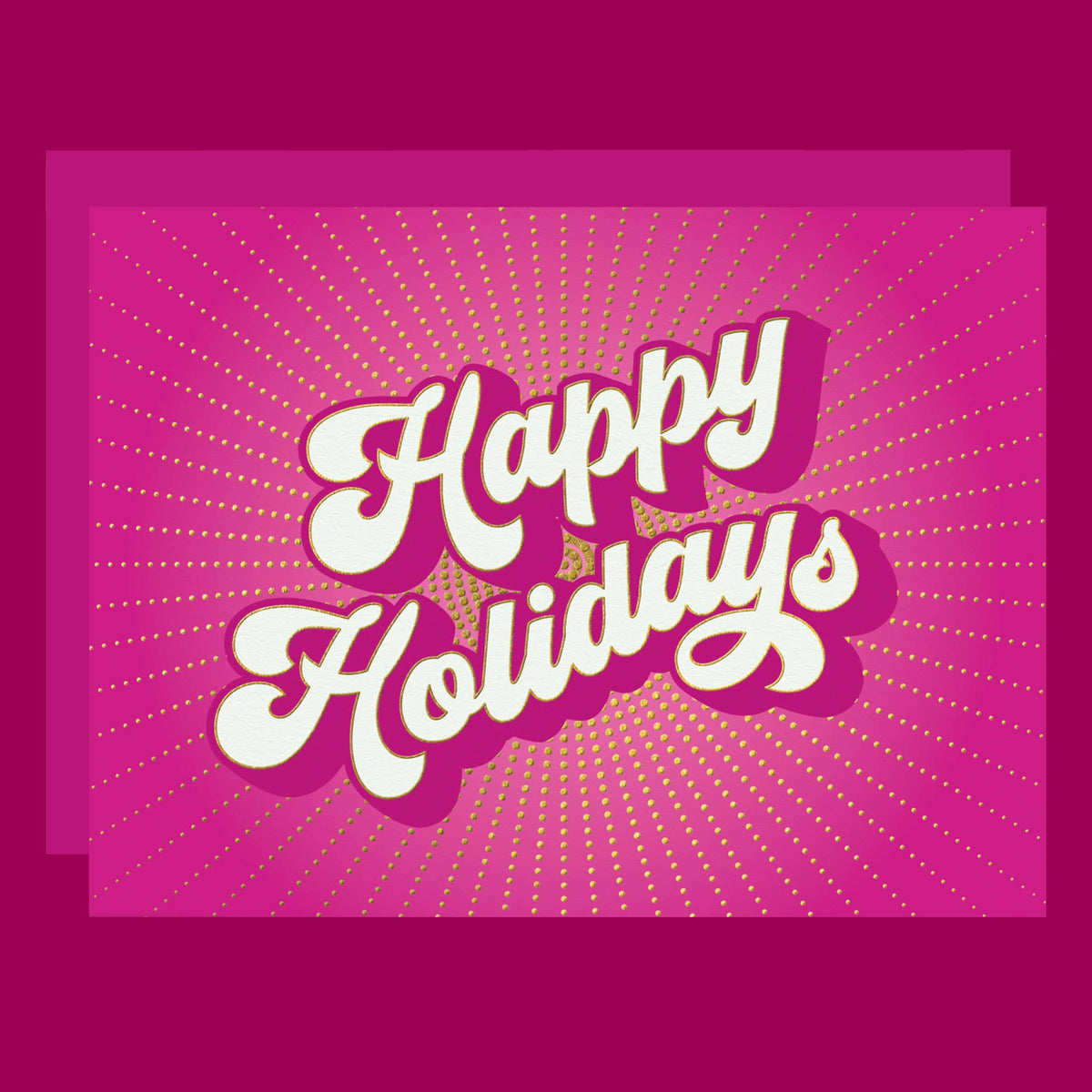 Gold Foil Rays Happy Holidays Card