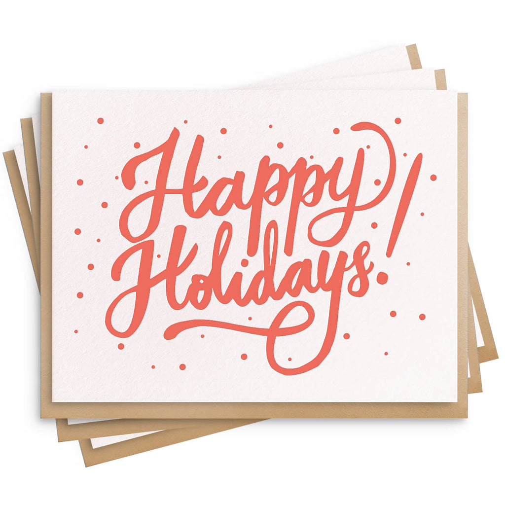 Happy Holiday - Box Set of 6 Letterpress Christmas Greeting Cards