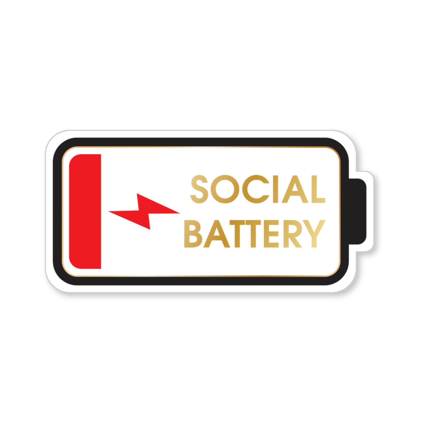 Social Battery - Low Battery - Funny Vinyl Sticker