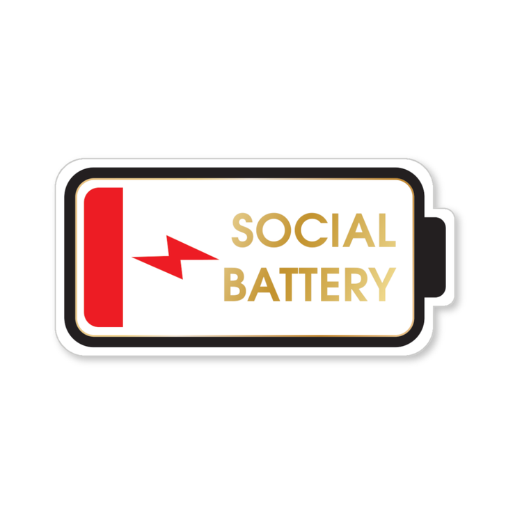 Social Battery - Low Battery - Funny Vinyl Sticker