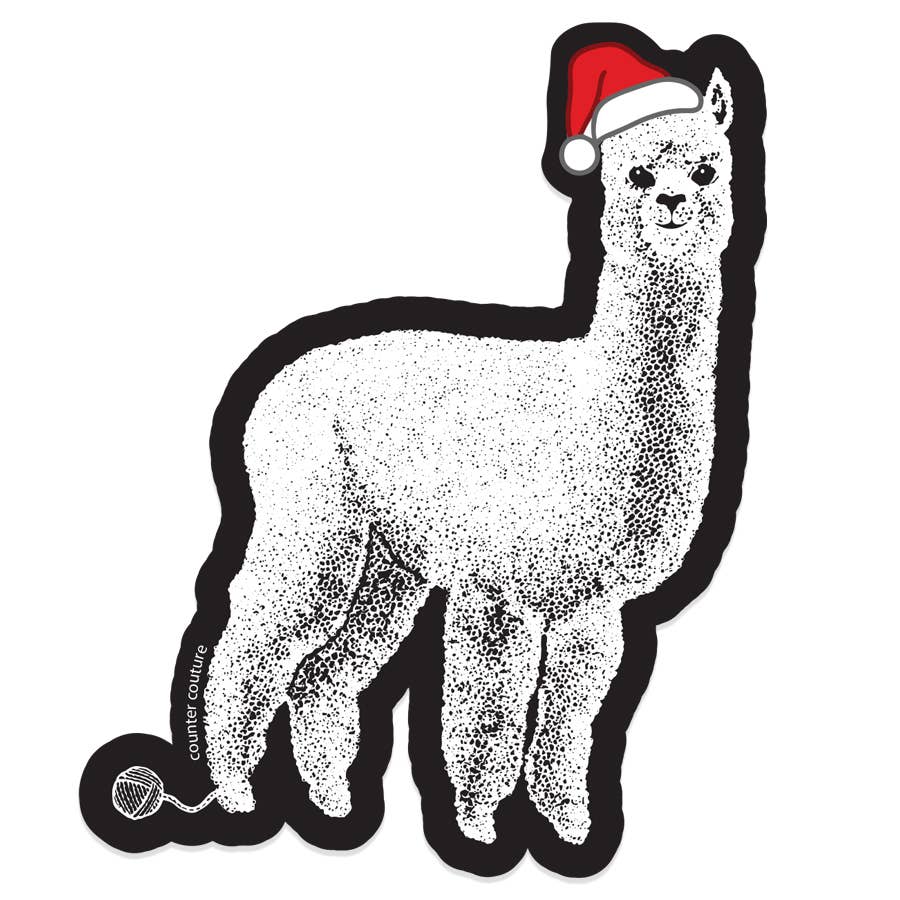 Santa Alpaca Sticker