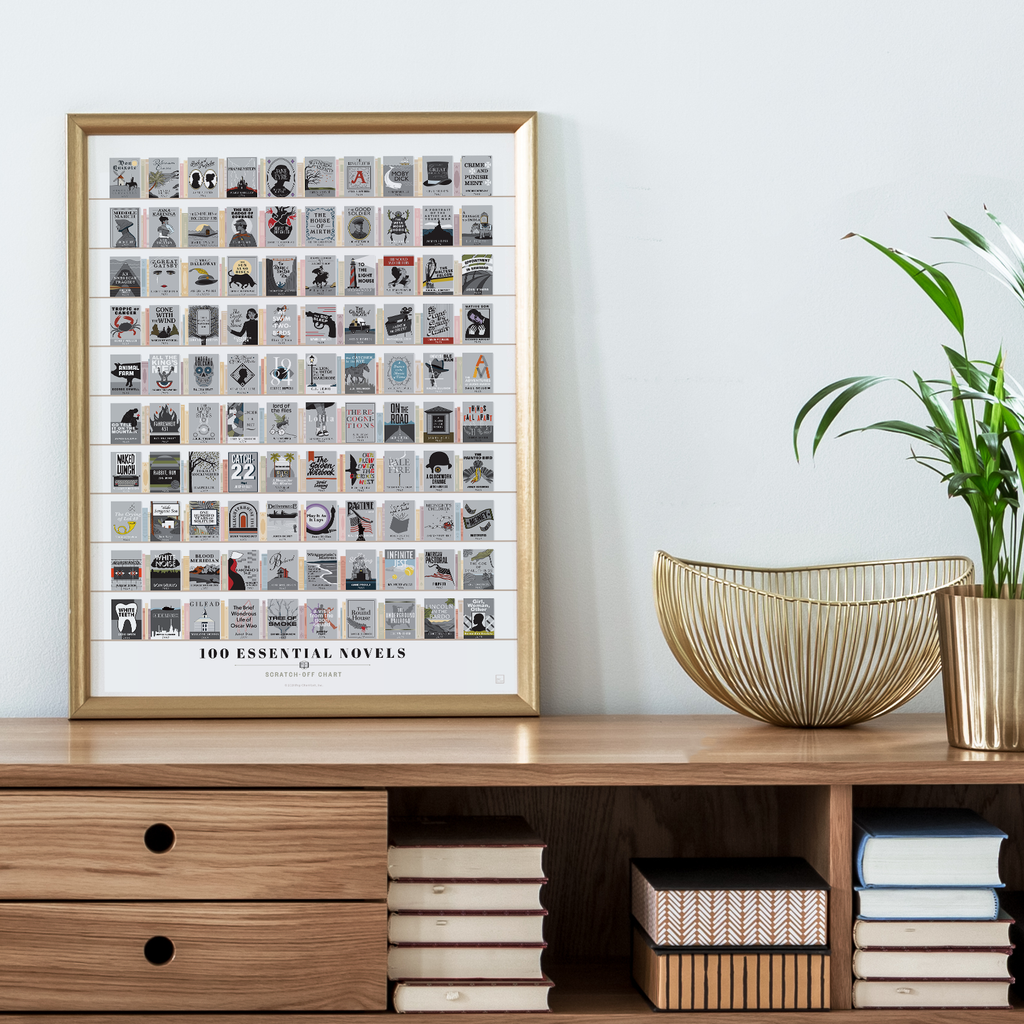 100 Essential Novels Scratch-Off Chart | 12" x 16" Print