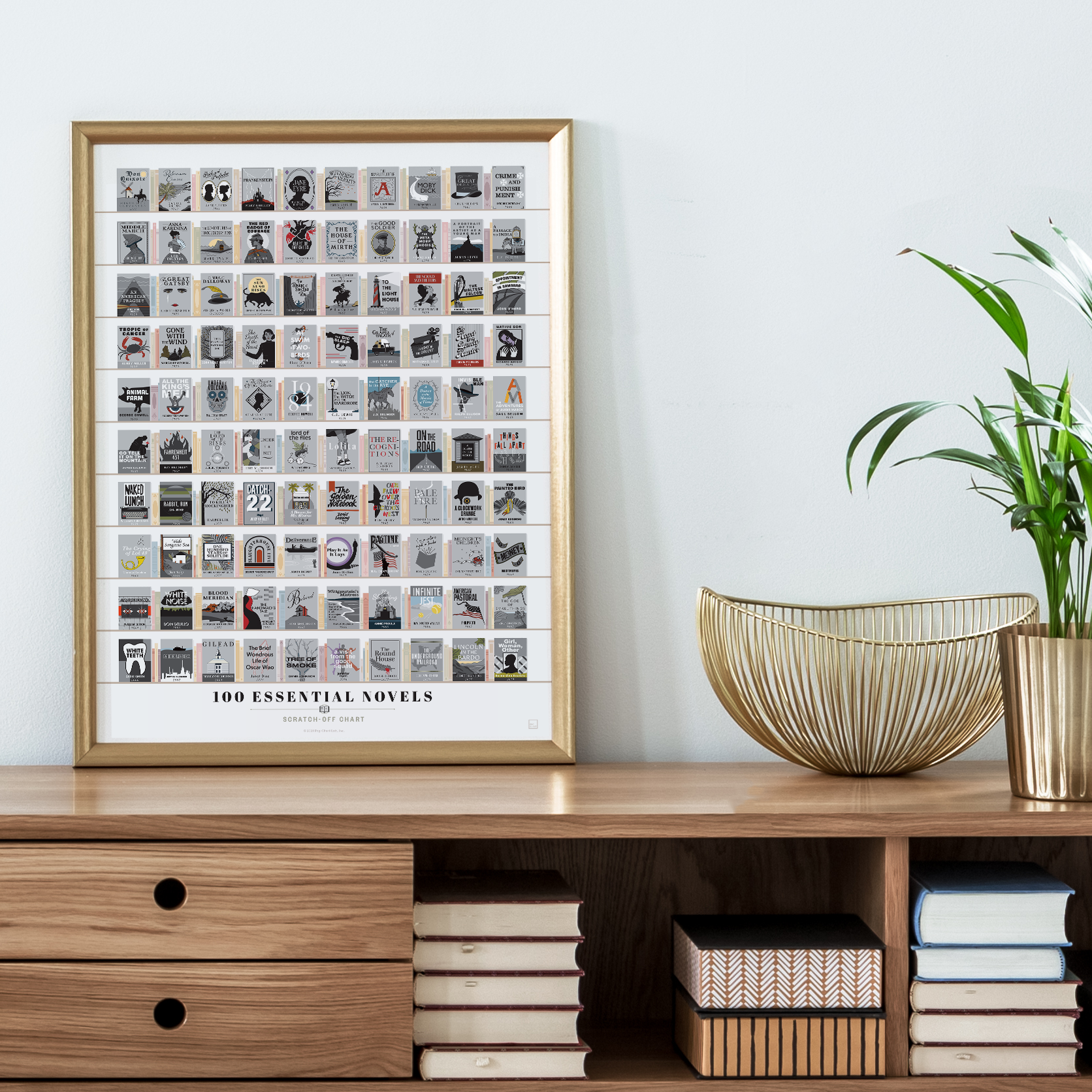 100 Essential Novels Scratch-Off Chart | 12" x 16" Print