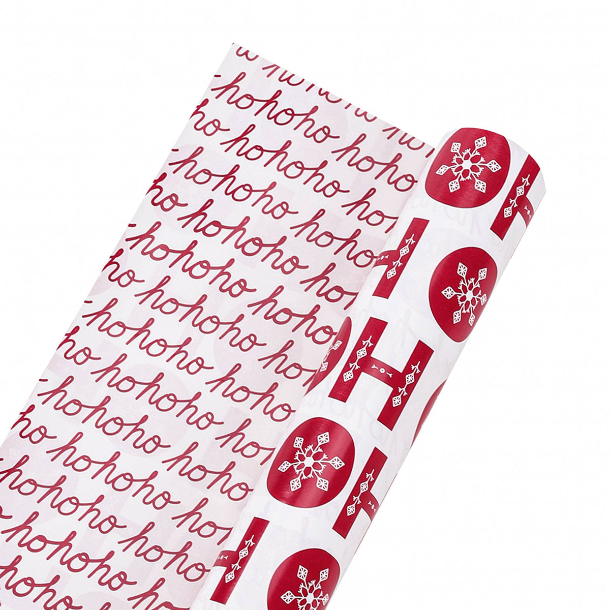 Ho Ho Flake/Ho Ho Ho Cursive 30" x 10’ Holiday Reversible Wrapping Paper