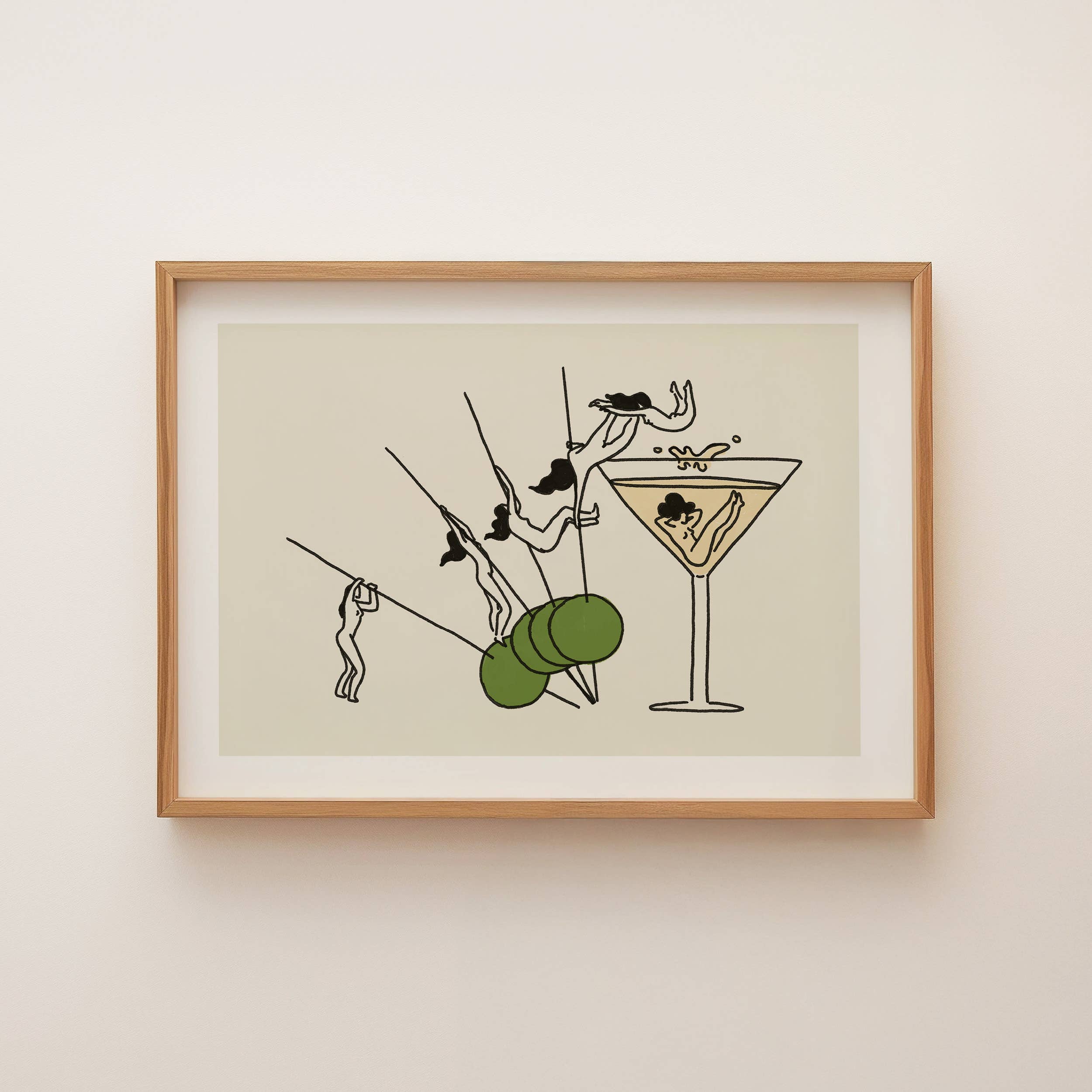 "Pole Vault" Vintage Martini Wall Art Print: 11 x 14