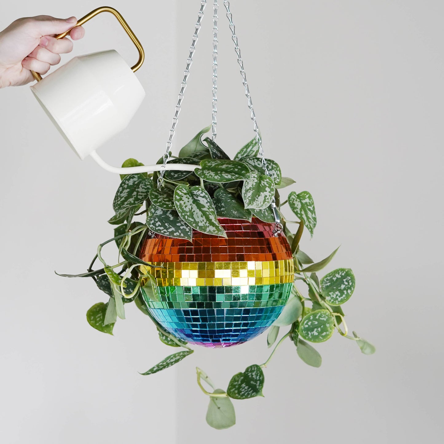 Disco Ball Hanging Planter - Rainbow