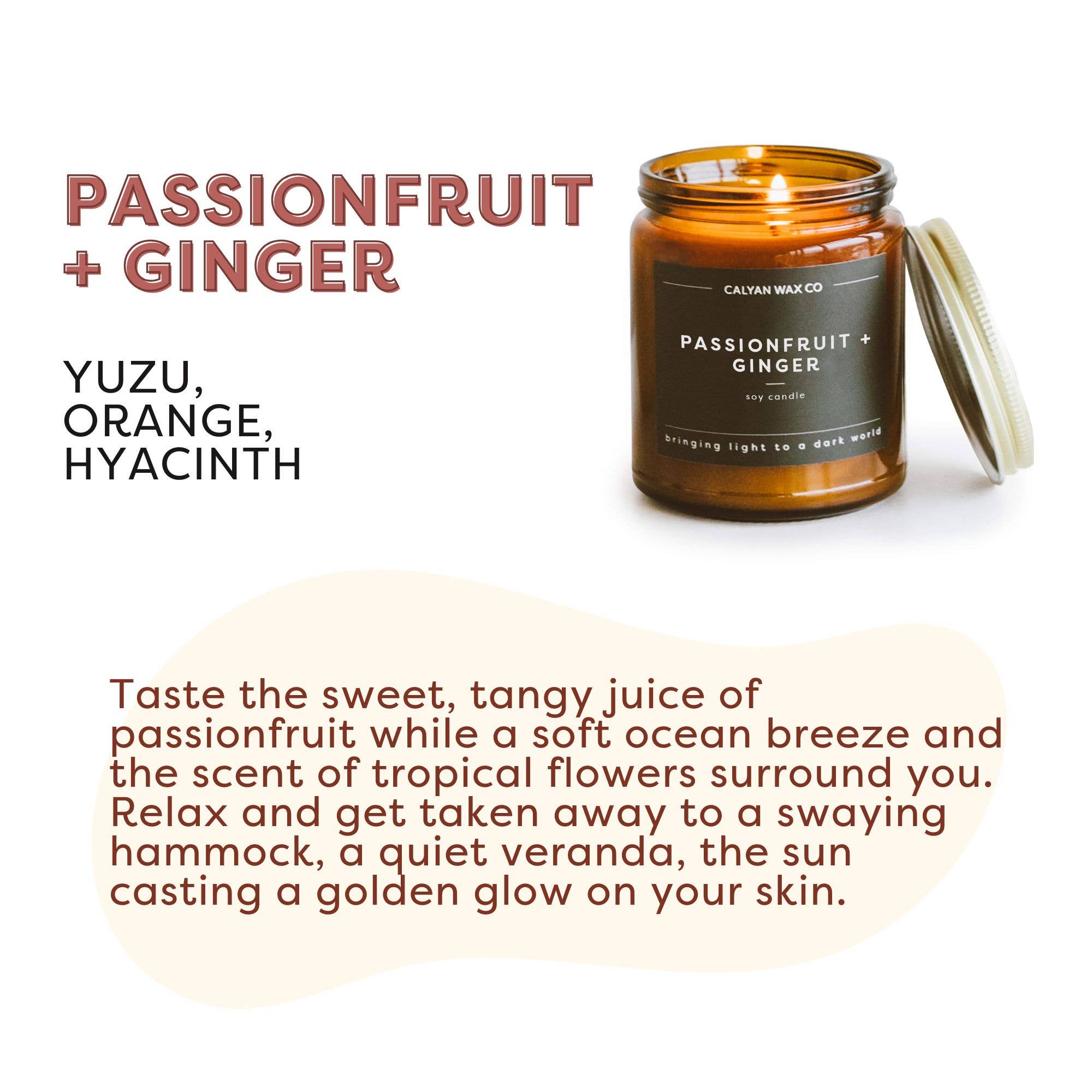 Passionfruit + Ginger - Amber Jar Soy Candle