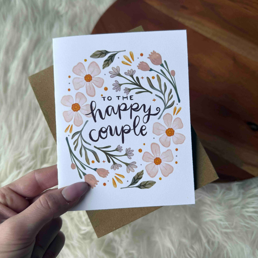 Happy Couple Pink Florals Card