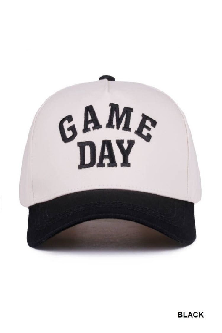Embroidered 'Game Day' Cap: Black