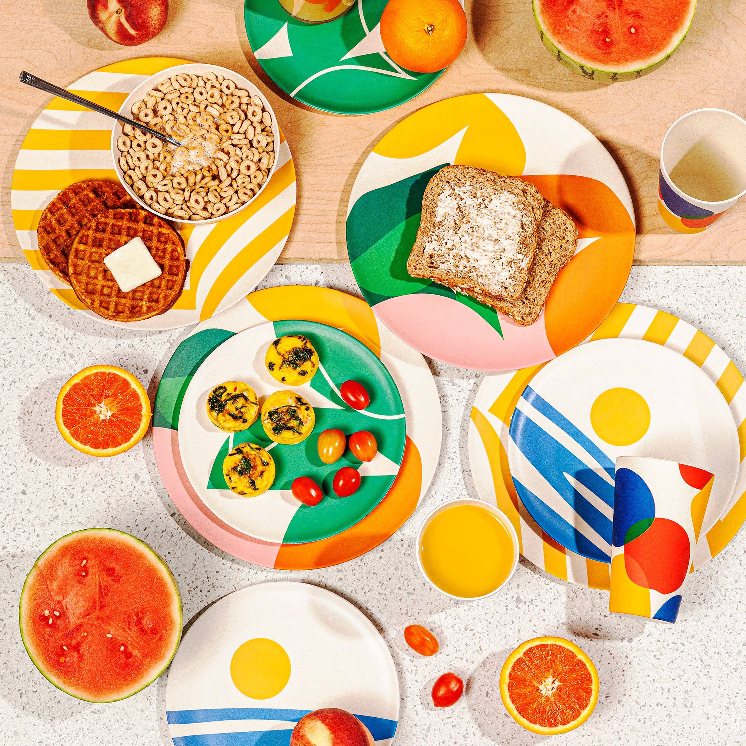 Bamboo Dinner Plate Set in Waves