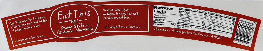 Orange Saffron Cardamom Marmalade : 7 OZ