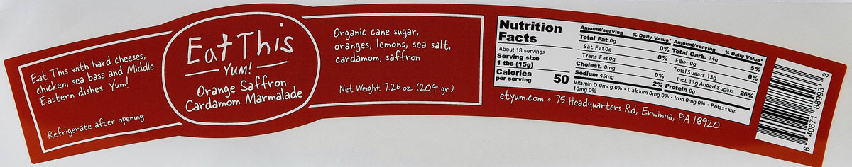 Orange Saffron Cardamom Marmalade : 7 OZ
