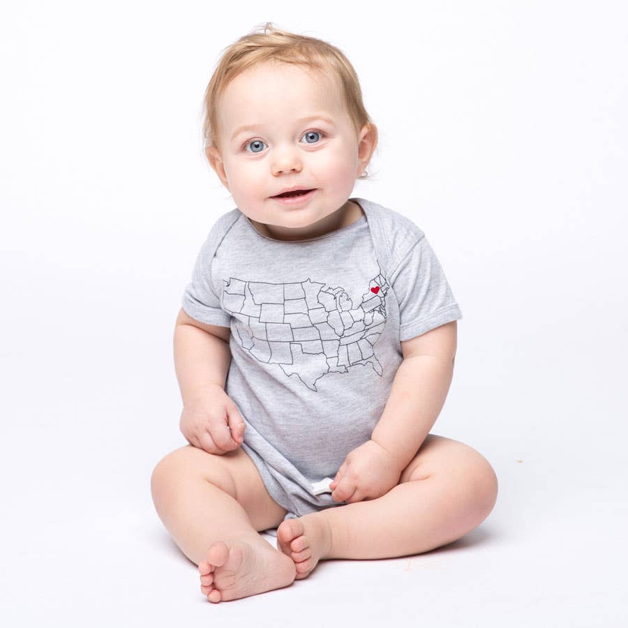 Home State Pride Map Baby Bodysuit - Heather Grey: 18 Month - PA