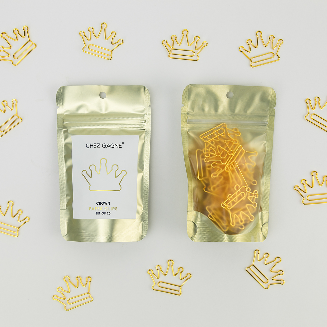 Crown Gold Plated Paper Clips - Pack of 25