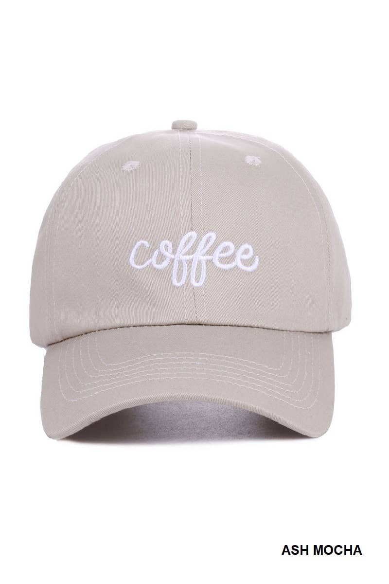 Embroidered 'Coffee' Cap : Ash Mocha