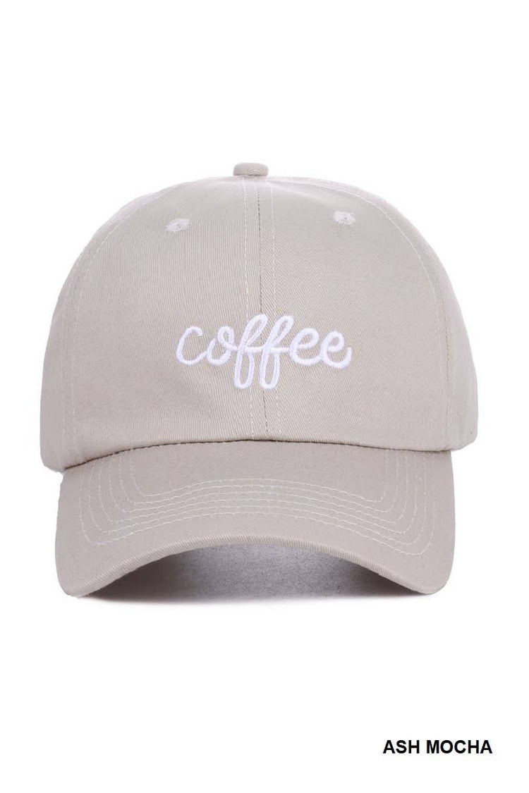 Embroidered 'Coffee' Cap : Ash Mocha