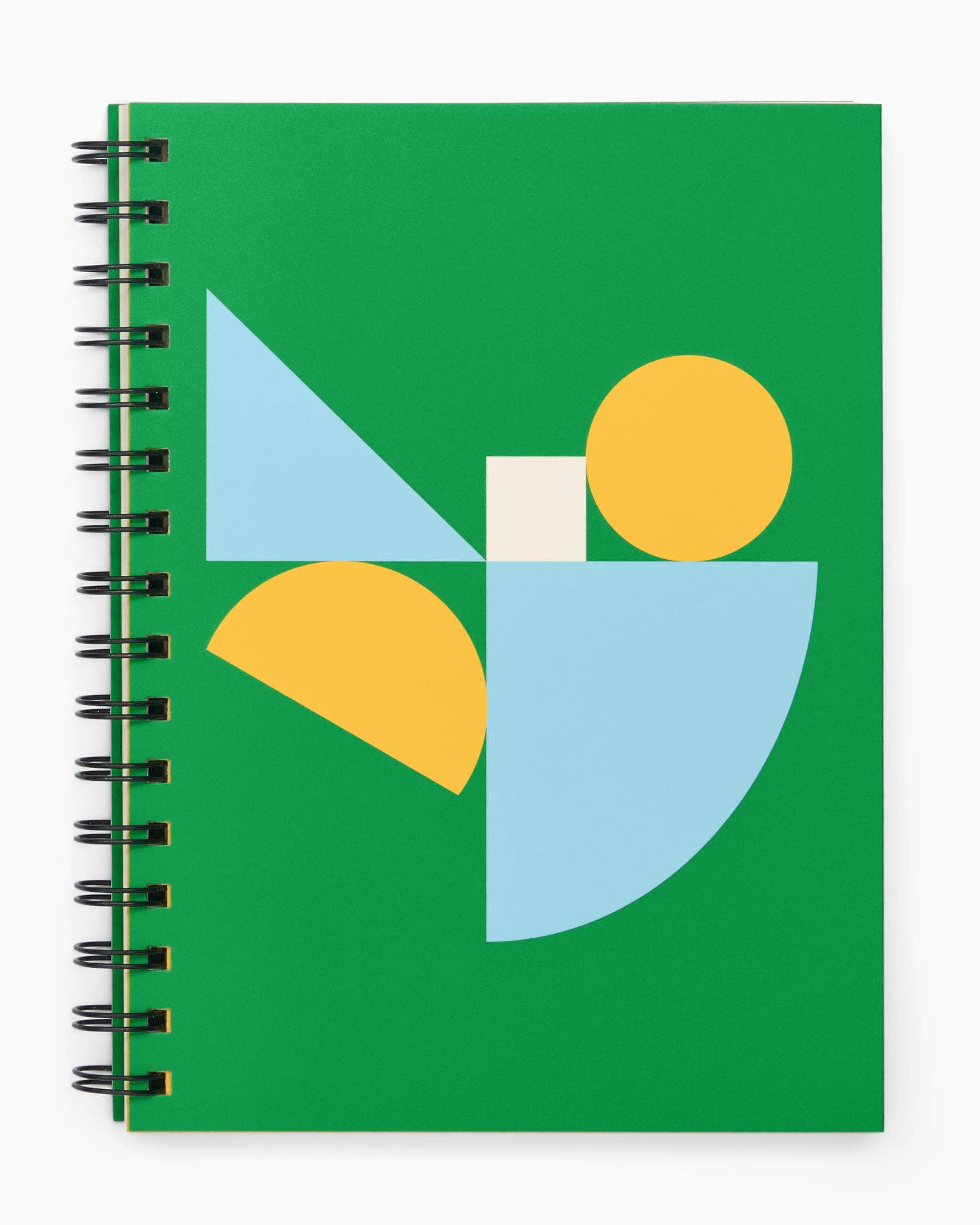 Essential Spiral Bound Lined Notebook: Green Geo