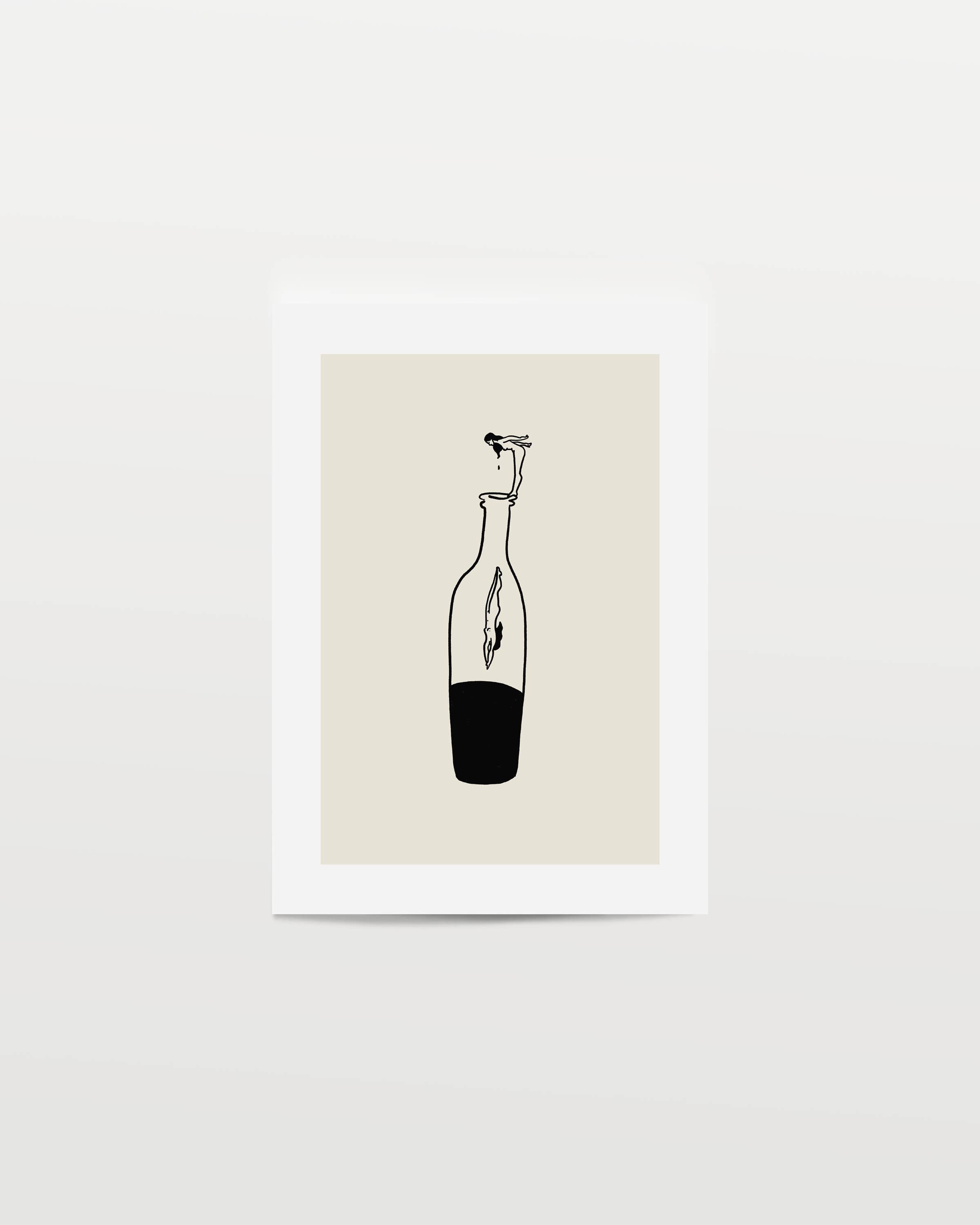 Wine Dive Minimal Modern Art Print: 11x14