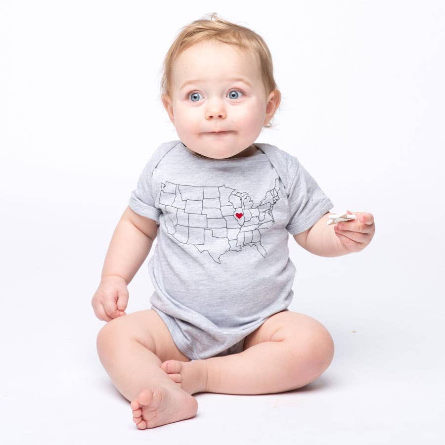 Home State Pride Map Baby Bodysuit - Heather Grey: 18 Month - PA