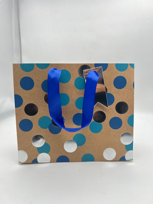 Blue polka dot gift bag